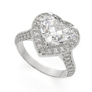Beatrice Heart Cut Halo Pave Knife Edge Milgrain Engagement Ring Setting - Nivetta